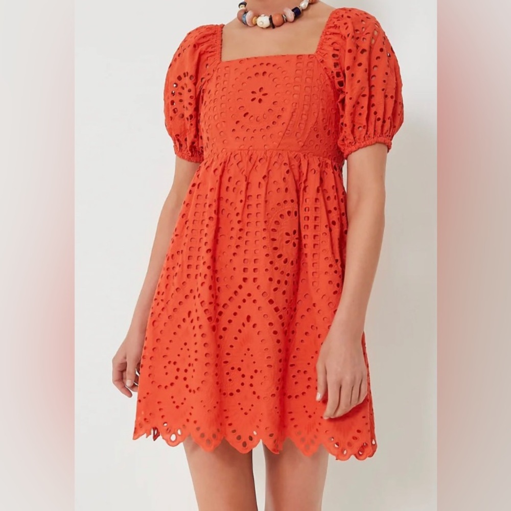 Tuckernuck Hyacinth House Orange Eyelet Clara Mini Dress